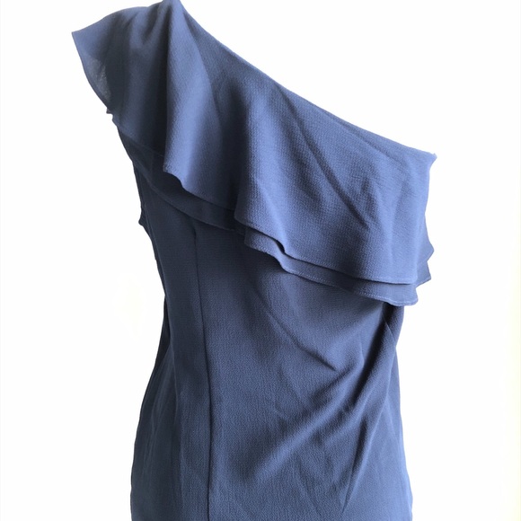 Michael Kors One Sleeve Navy Ruffle Top - Picture 3 of 8